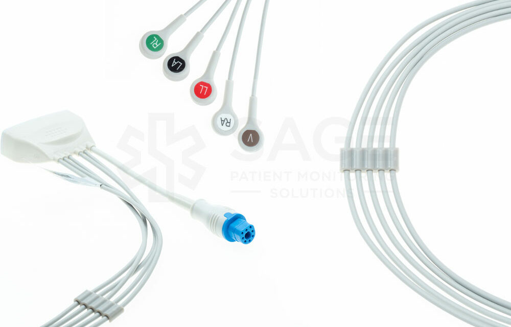 Philips Compatible MX40 5 Lead Set + SpO2, Snap, 0.9m