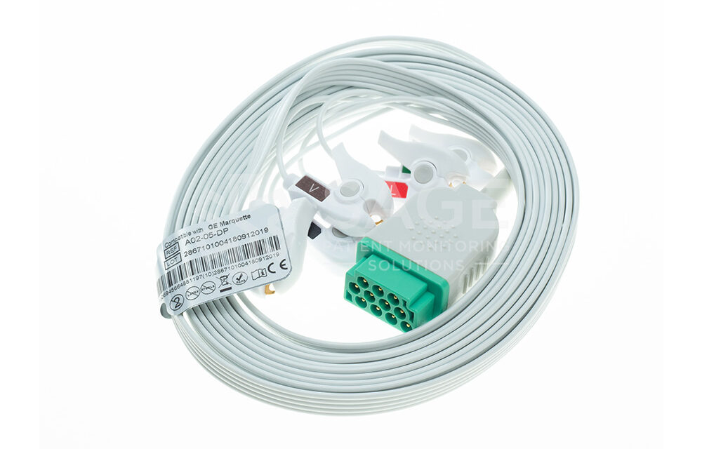 GE Compatible Disposable 5 Lead One Piece Cable, Grabber, 3.3m