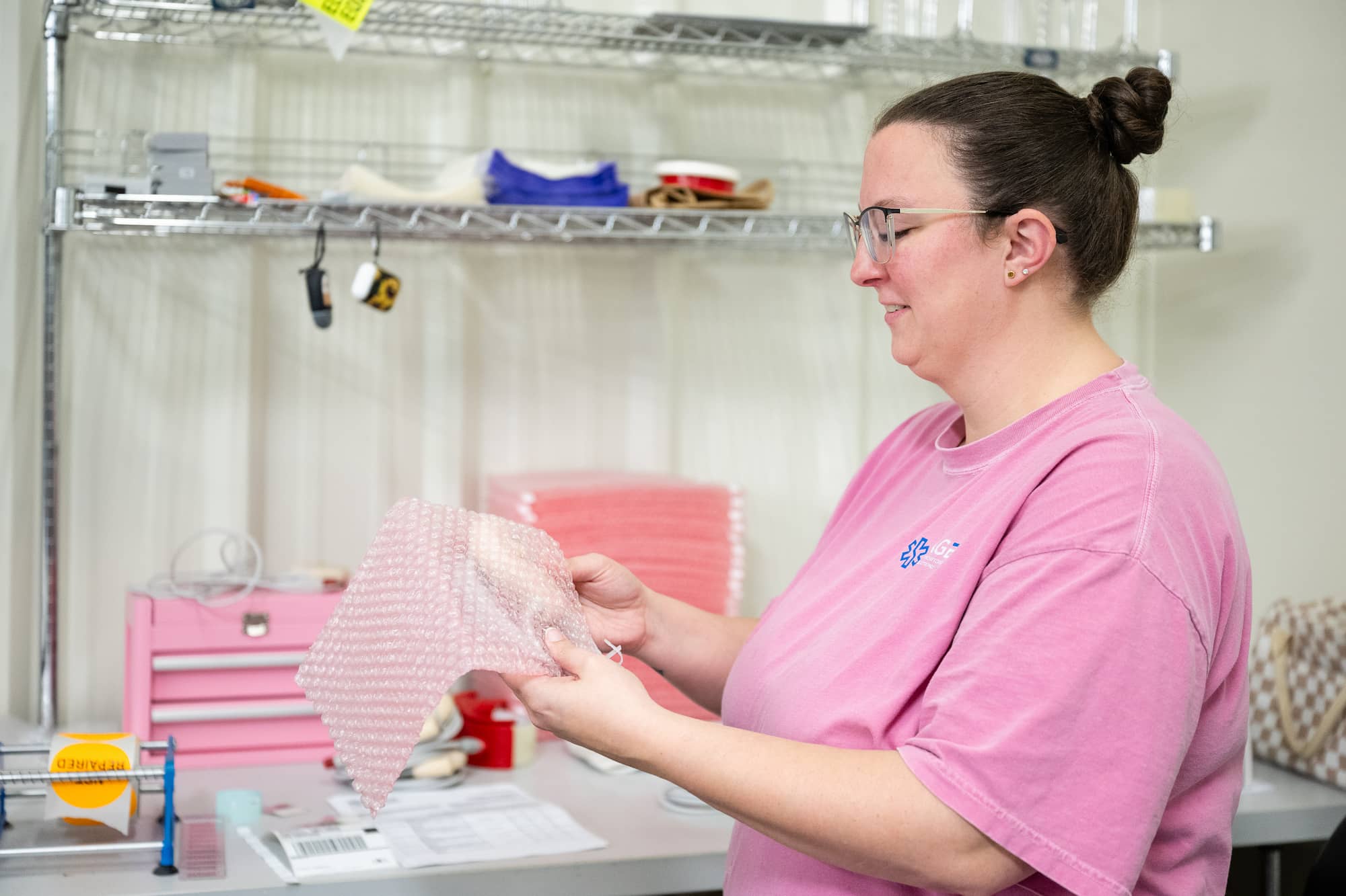 team member packing an order